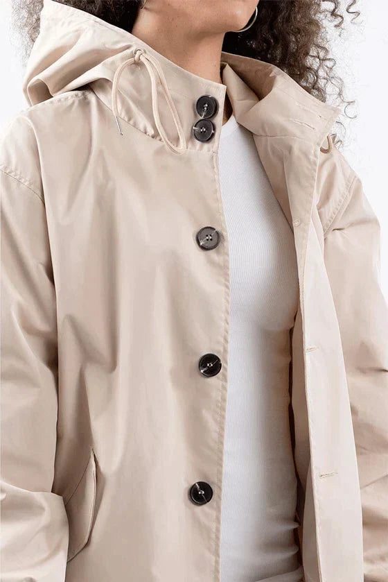 Oversize Windbreaker mit Kapuze und Knopfleiste für Damen