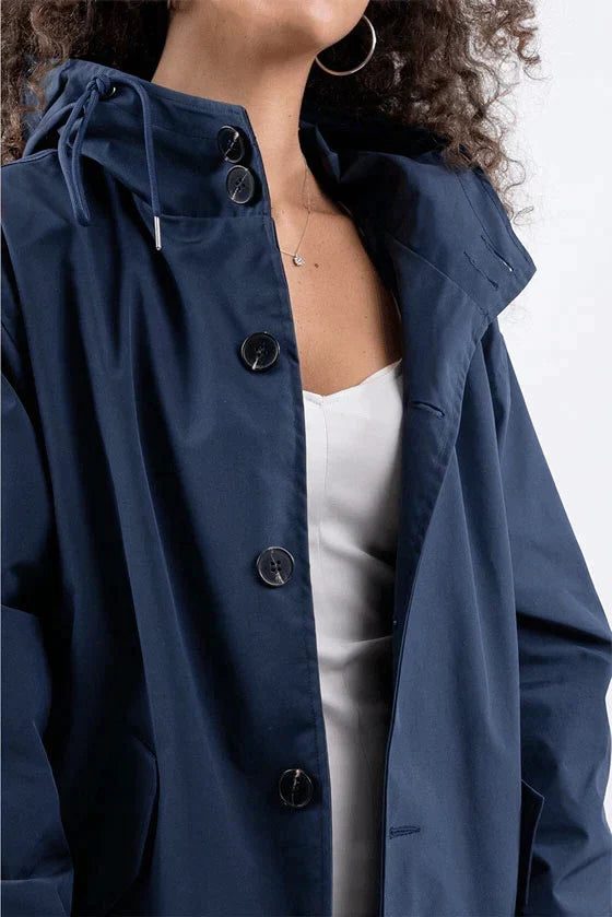 Oversize Windbreaker mit Kapuze und Knopfleiste für Damen