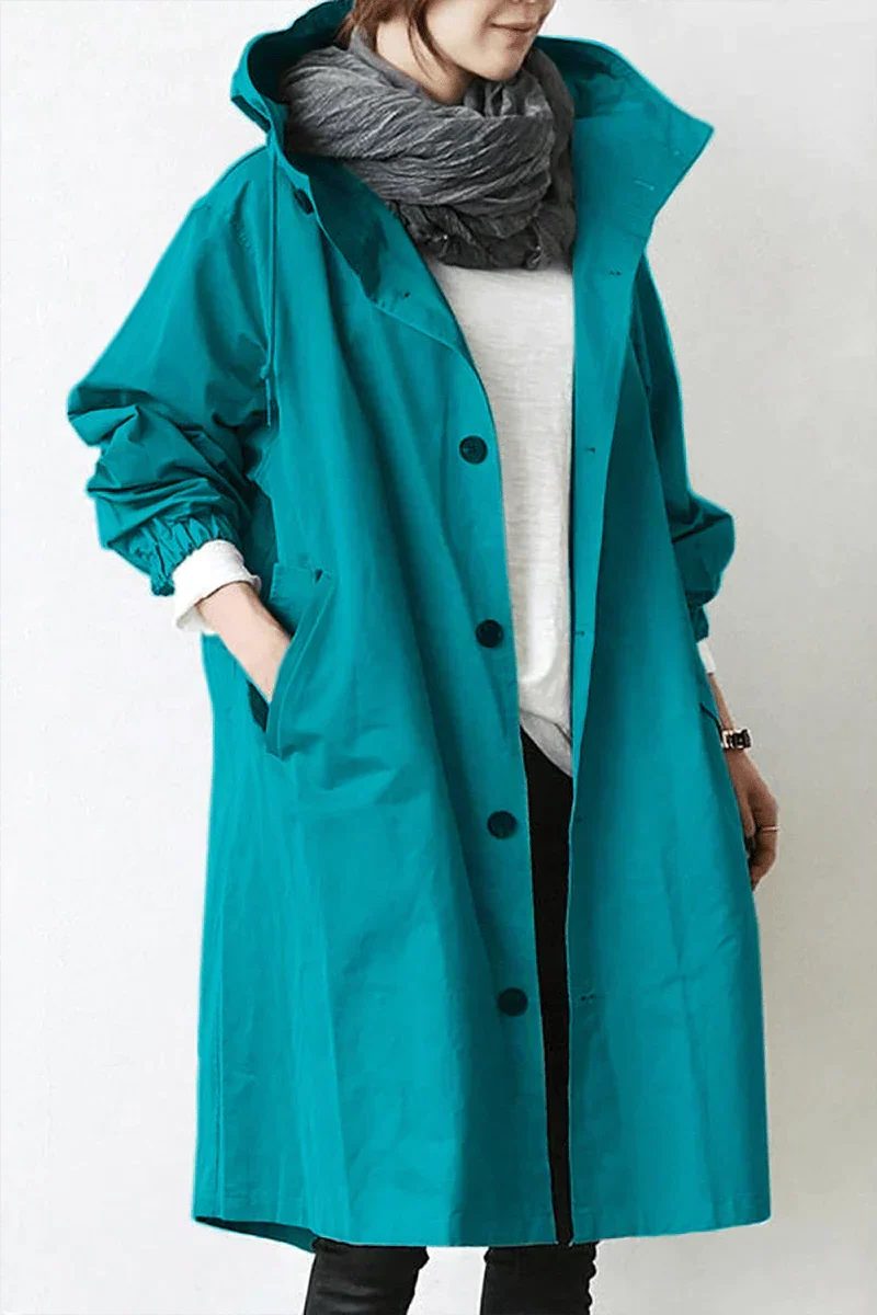 Oversize Windbreaker mit Kapuze und Knopfleiste für Damen - View 5
