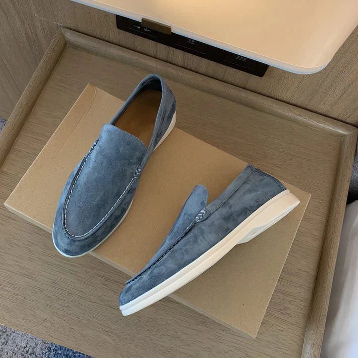 Herren Loafer mit Slip-On-Design und Gummisohle - Hellblau