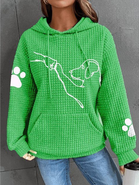 Damen Kapuzenpullover mit Rundhals und Langen Ärmeln - Grün