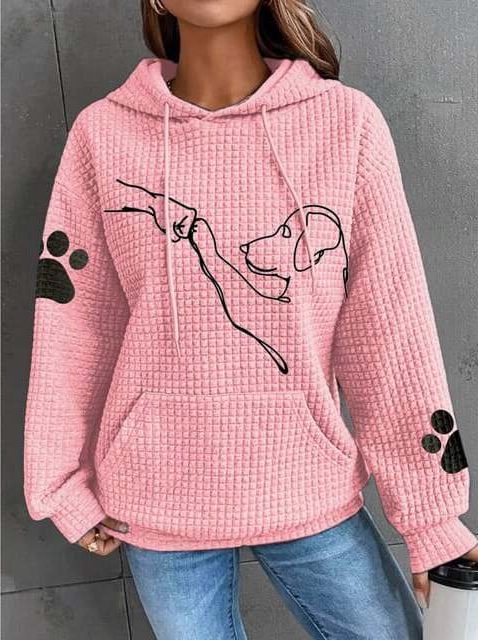 Damen Kapuzenpullover mit Rundhals und Langen Ärmeln - Rosa