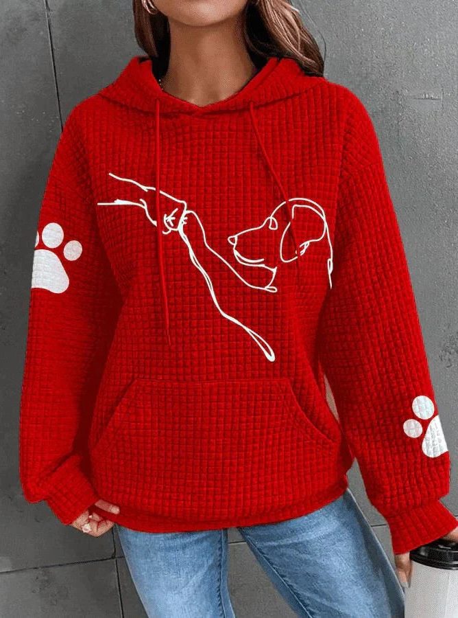 Damen Kapuzenpullover mit Rundhals und Langen Ärmeln - Rot