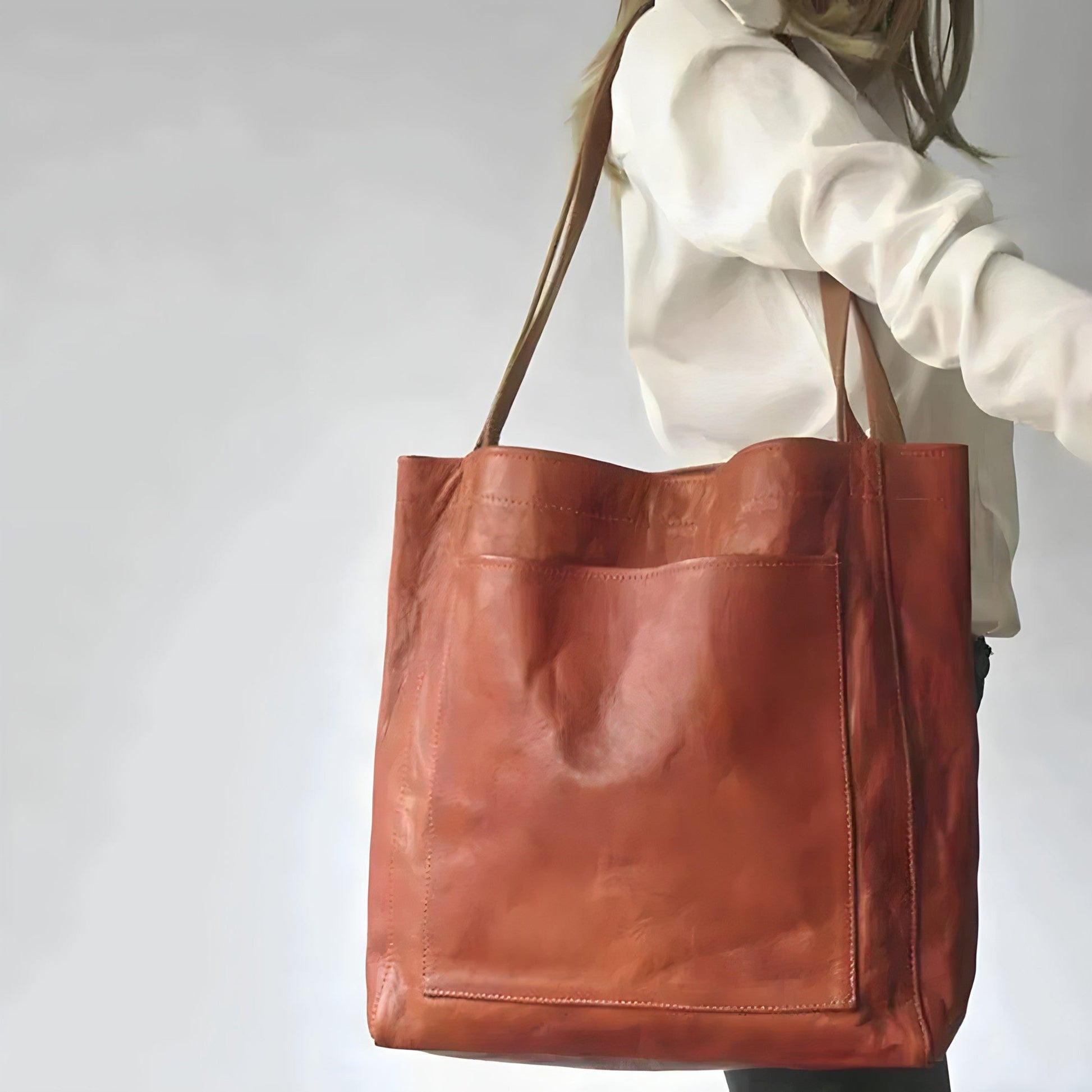 Damen Ledertasche mit Henkel Handgearbeitet - View 3