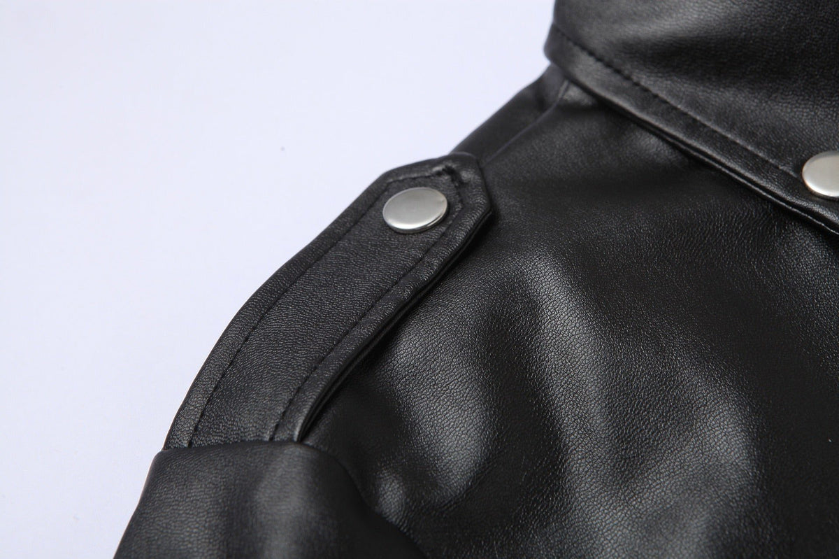 Herren Slim Fit Motorradjacke mit Stehkragen