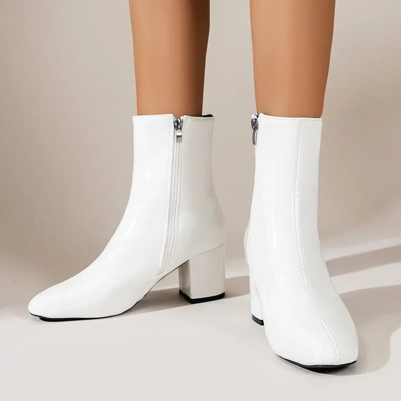 Damen Stiefeletten mit Spitzer Zehenpartie und Blockabsatz