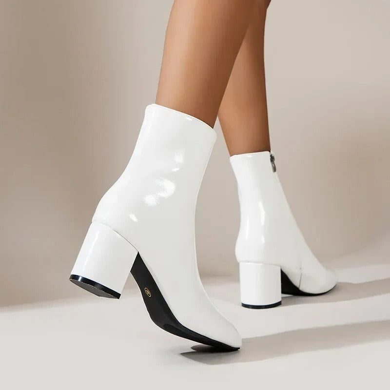Damen Stiefeletten mit Spitzer Zehenpartie und Blockabsatz - View 2
