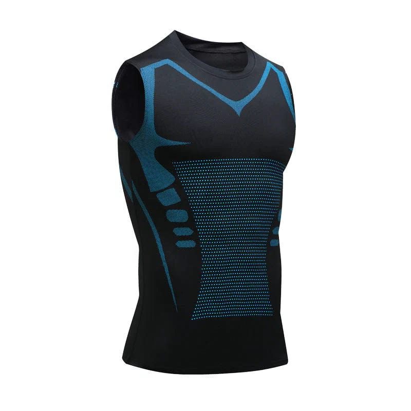 Herren Figurformendes Tanktop aus Baumwolle - Schwarz Blau