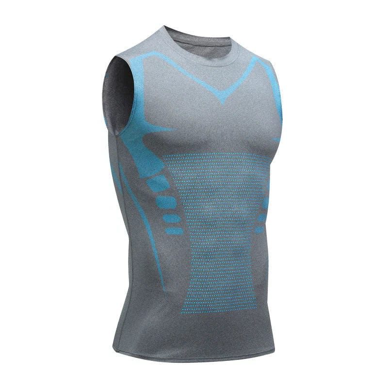 Herren Figurformendes Tanktop aus Baumwolle - Grau Blau