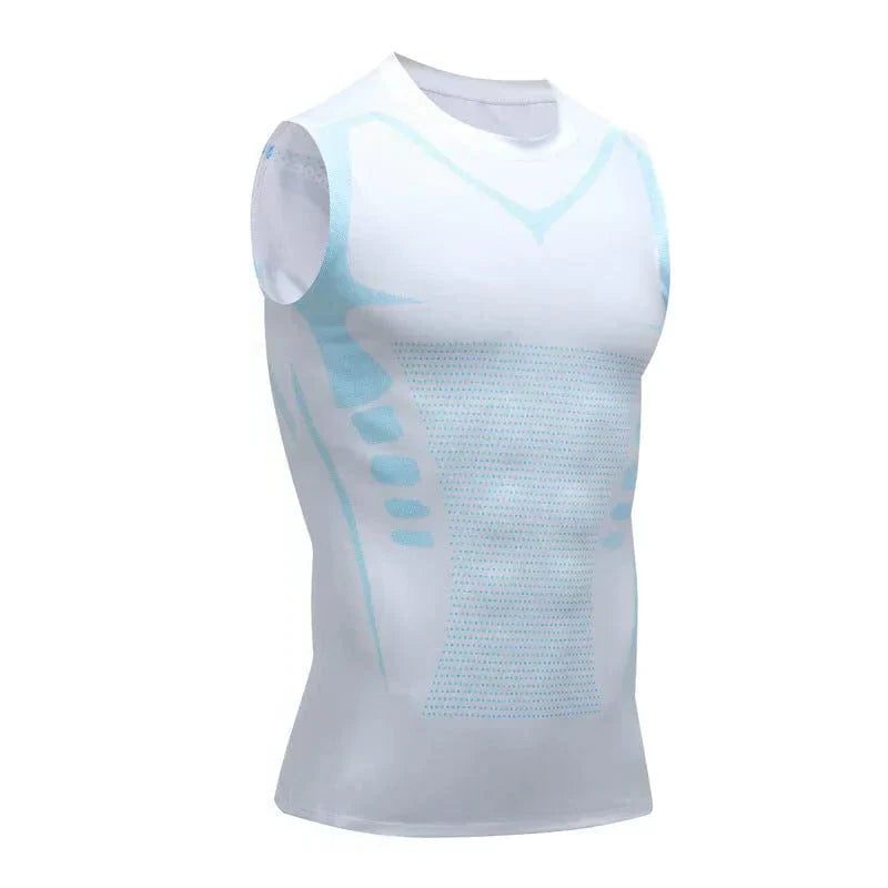 Herren Figurformendes Tanktop aus Baumwolle - Weiss Blau