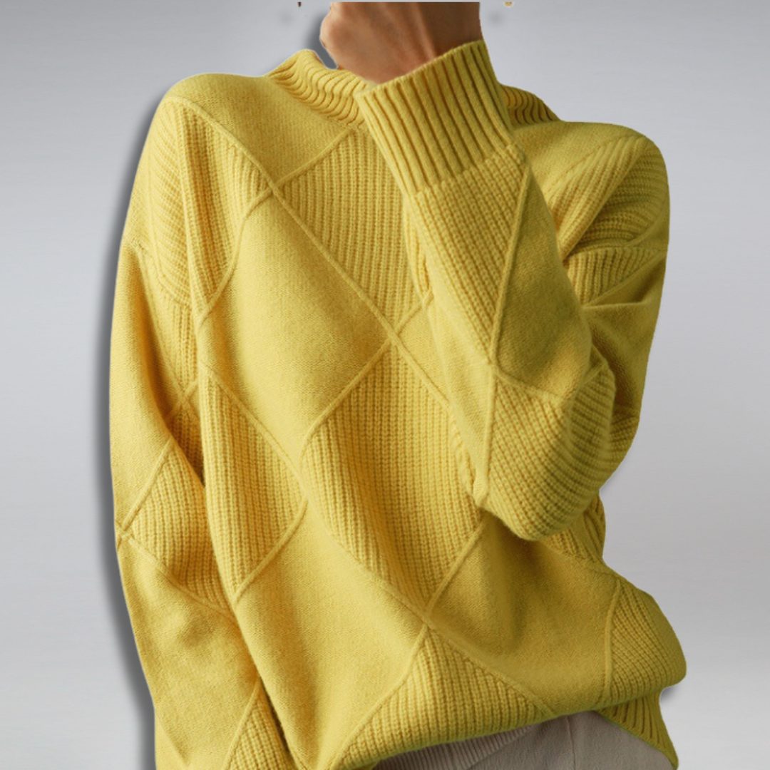 Damen Rollkragenpullover aus Rippstrick - Gelb