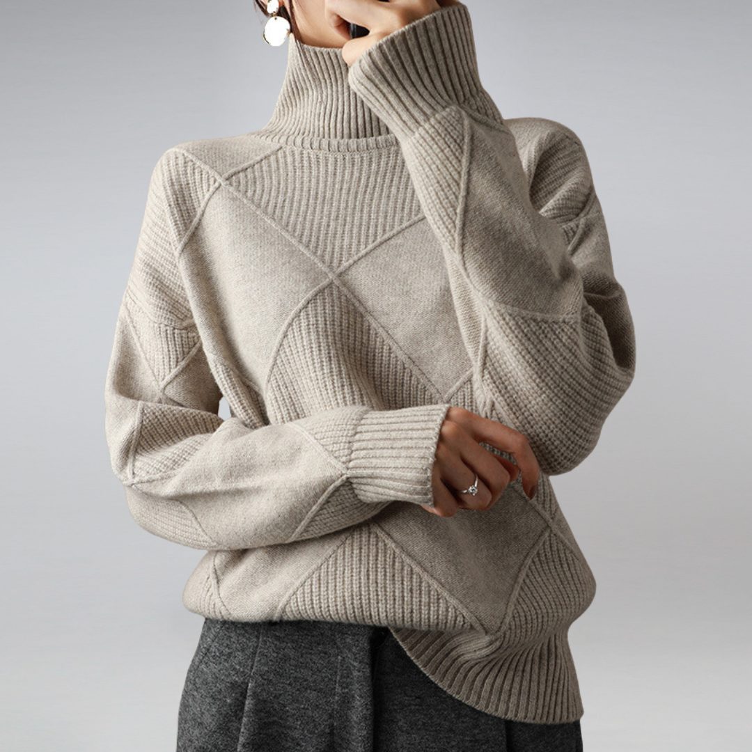 Damen Rollkragenpullover aus Rippstrick - Grau