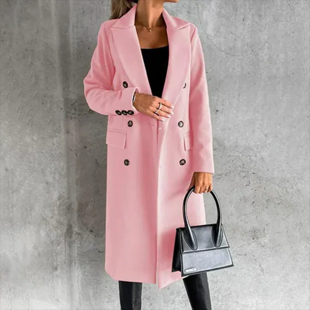 Damen Doppelreihiger Trenchcoat mit Lange Ärmeln