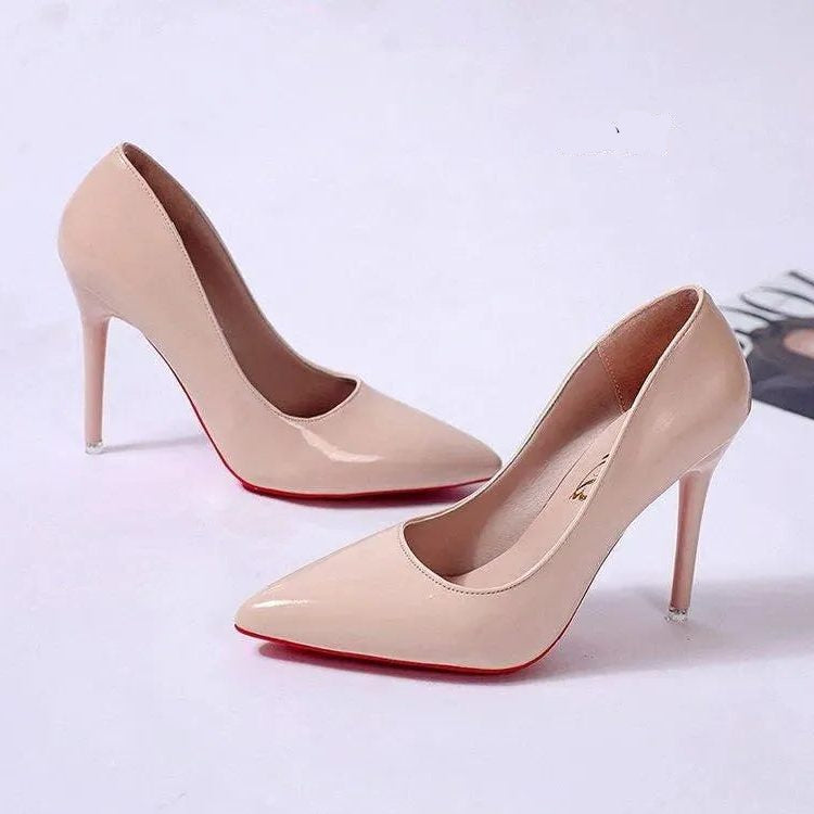 Damen Stilettoabsatz Pumps mit Spitzer Zehenpartie - Aprikose 10cm