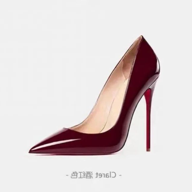 Damen Stilettoabsatz Pumps mit Spitzer Zehenpartie - Weinrot