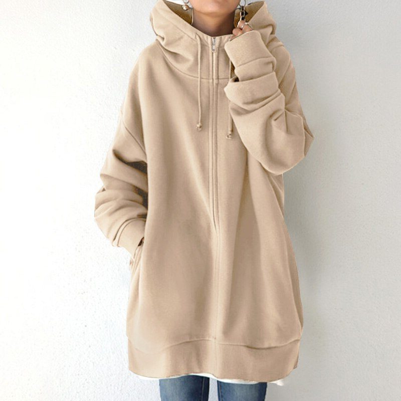 Damen Oversize-Hoodie mit Kapuze und Reissverschluss