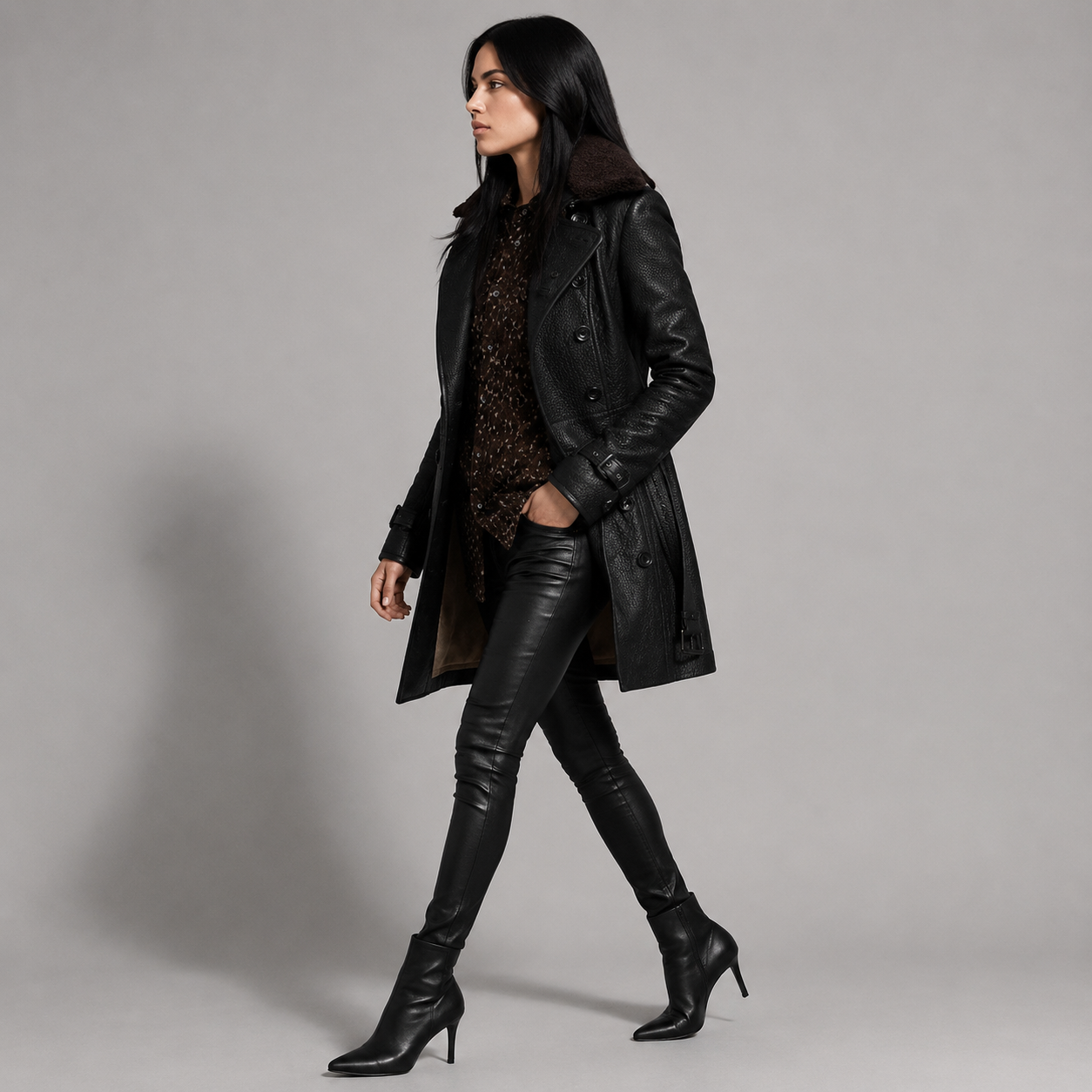 Solveig | Damen Lederjacke mit Stehkragen und Umlegekragen