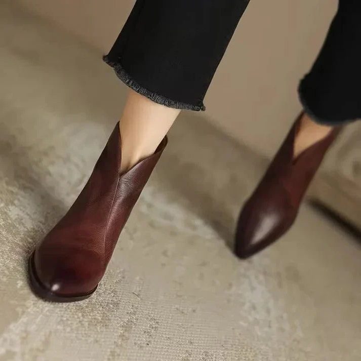 Damen Spitzschuh Stiefeletten mit Seitlichem Reissverschluss