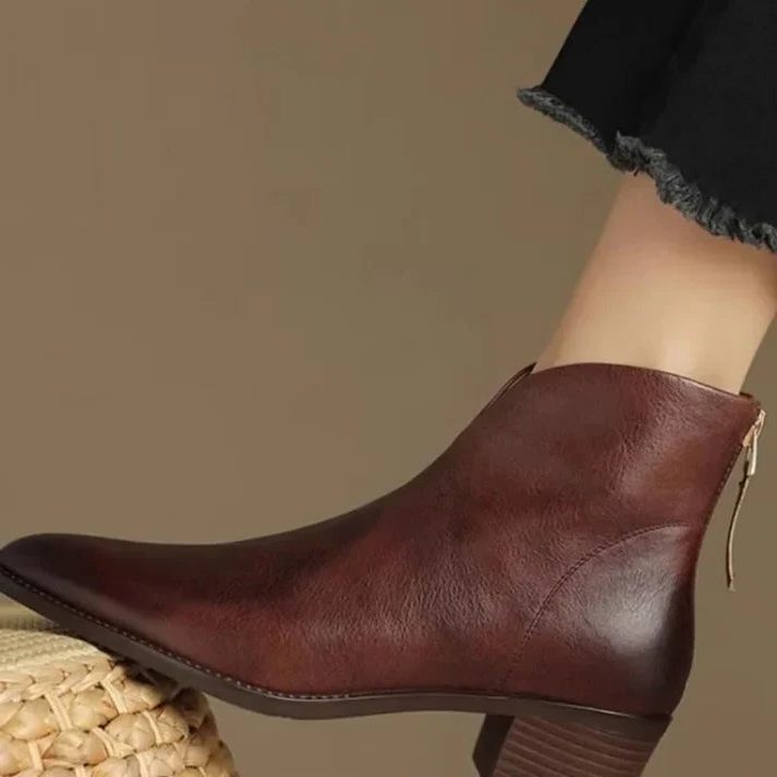 Damen Spitzschuh Stiefeletten mit Seitlichem Reissverschluss - View 3