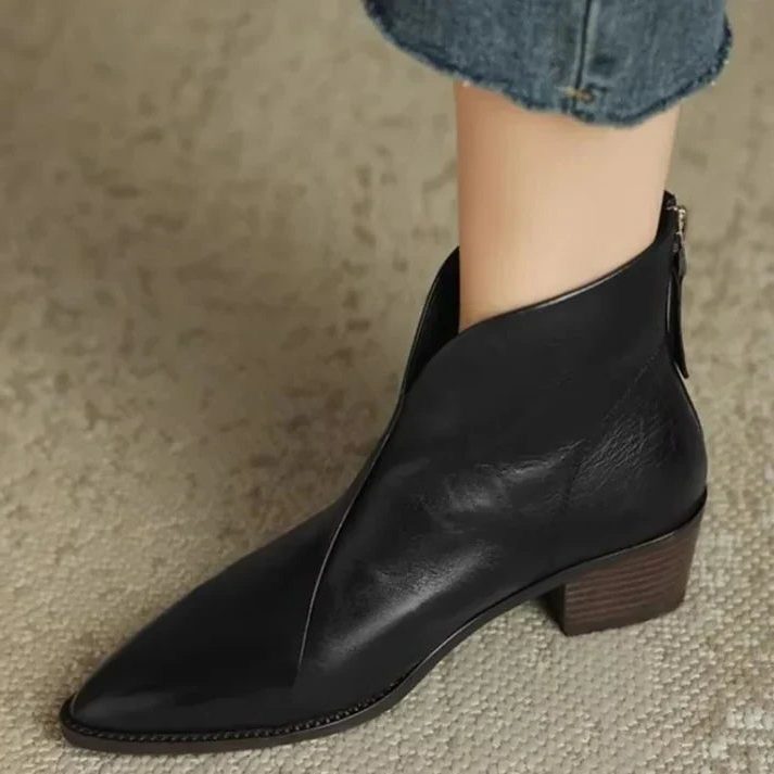 Damen Spitzschuh Stiefeletten mit Seitlichem Reissverschluss - View 4