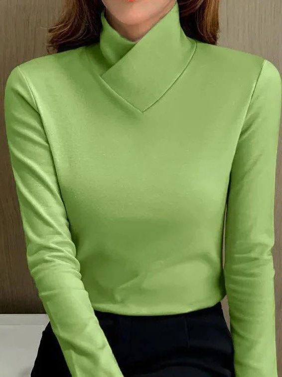 Damen Rollkragenpullover mit Langen Ärmeln - View 8