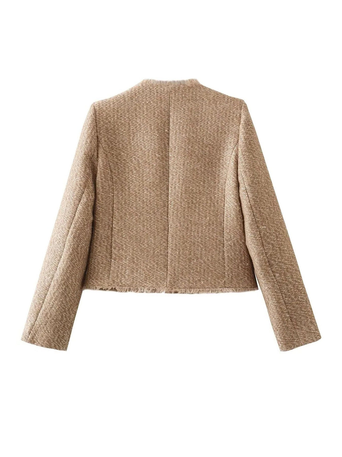Damen Cropped Tweedjacke mit Knopfleiste