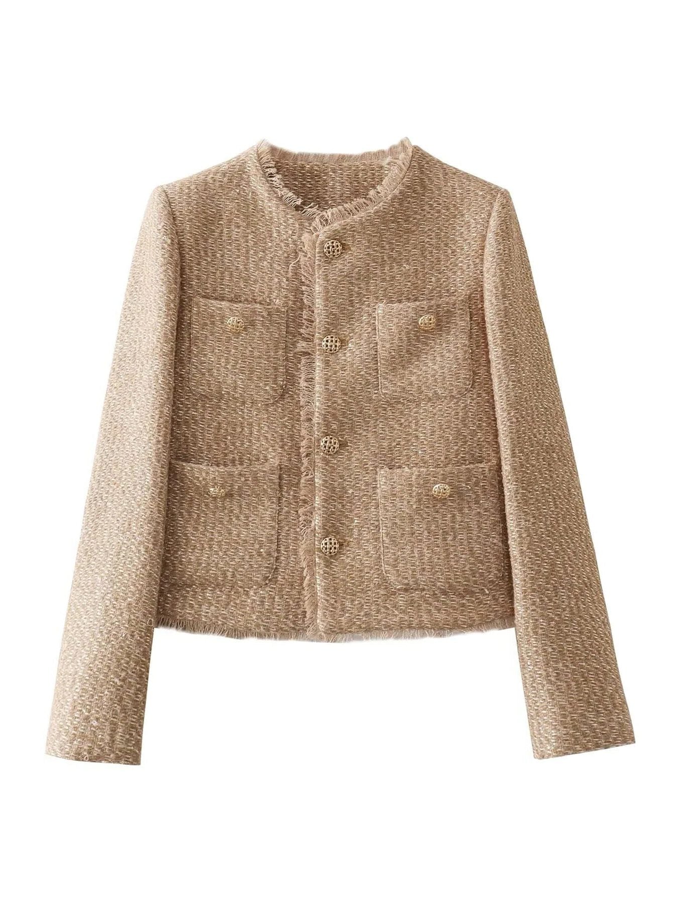 Damen Cropped Tweedjacke mit Knopfleiste - View 4