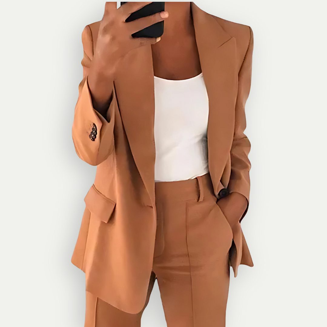 Damen Blazer Set mit Gerader Schnittführung - Braun