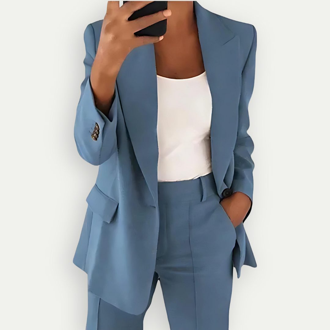 Damen Blazer Set mit Gerader Schnittführung - Blau