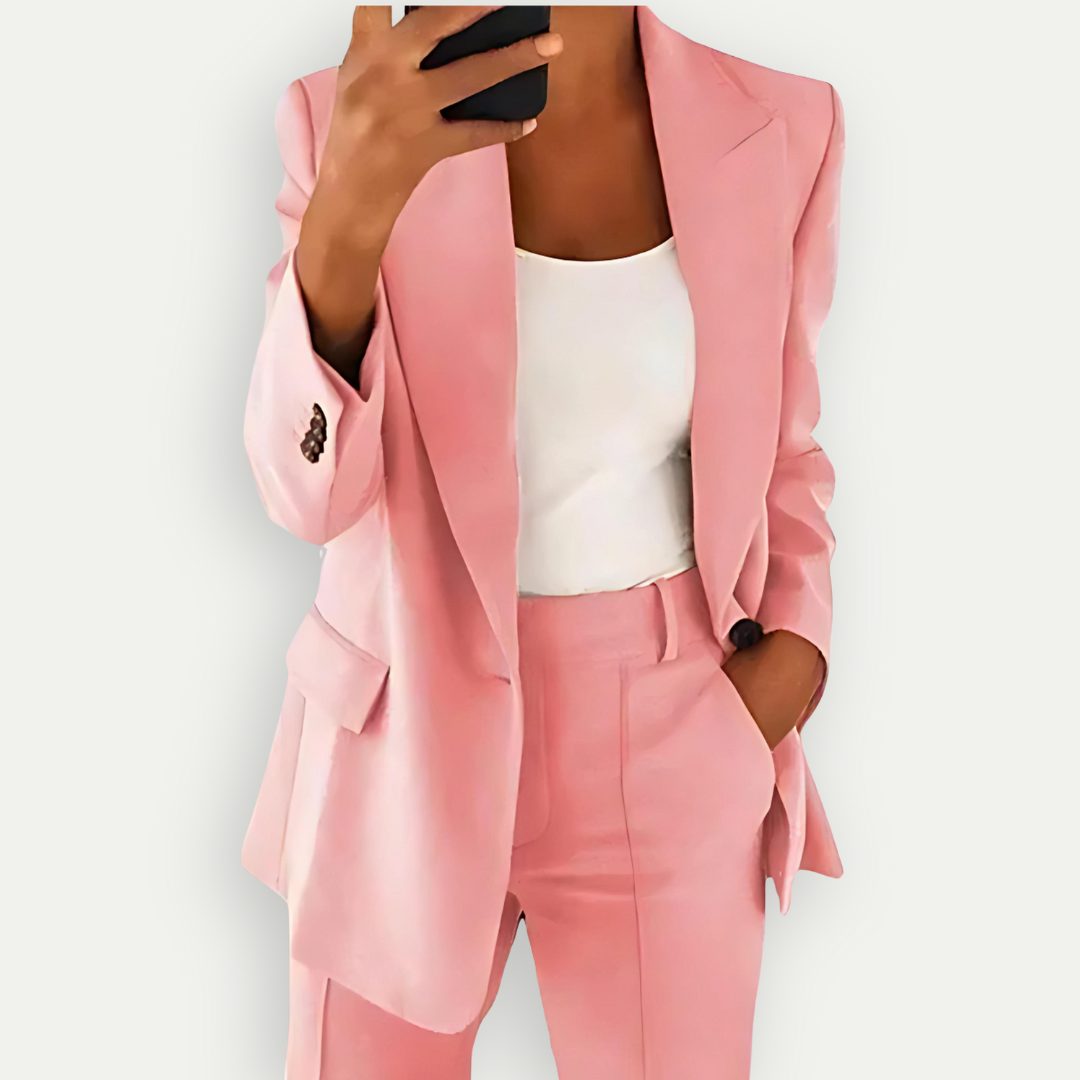 Damen Blazer Set mit Gerader Schnittführung - Rosa