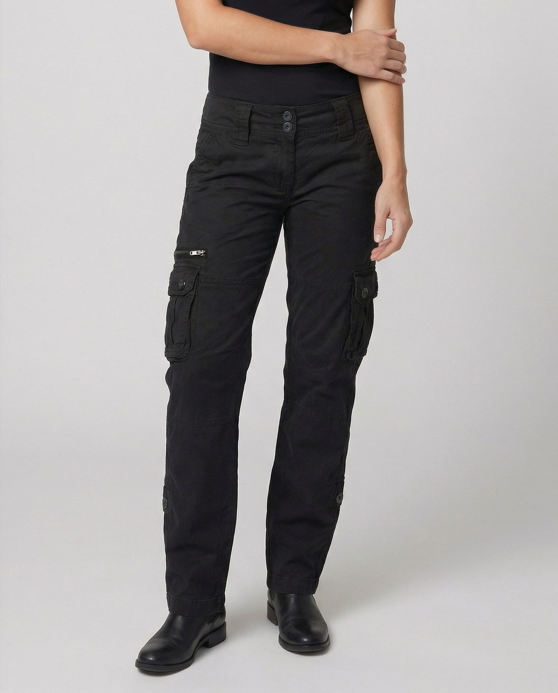 Damen Gerade Cargohose mit Praktischen Taschen