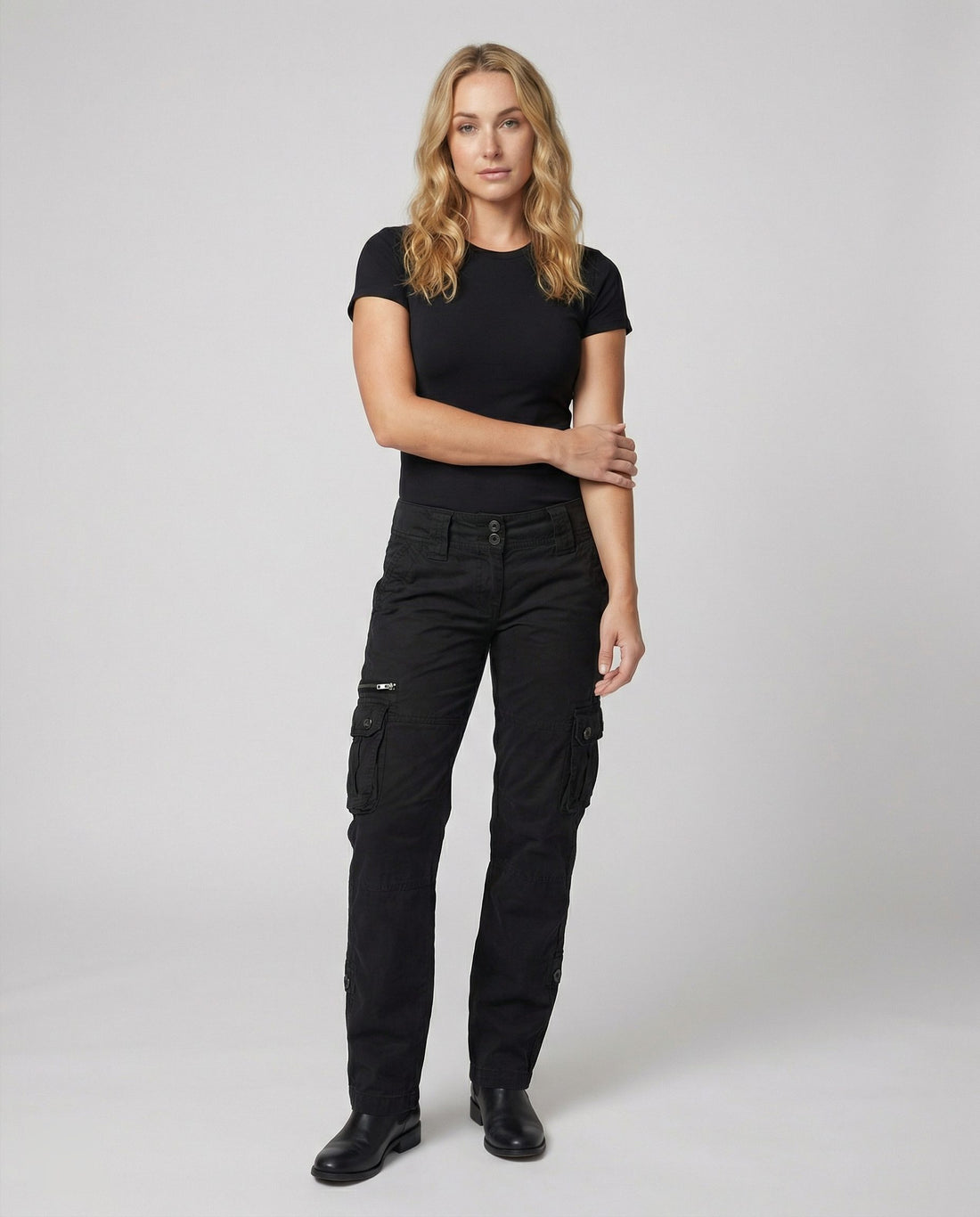 Damen Gerade Cargohose mit Praktischen Taschen