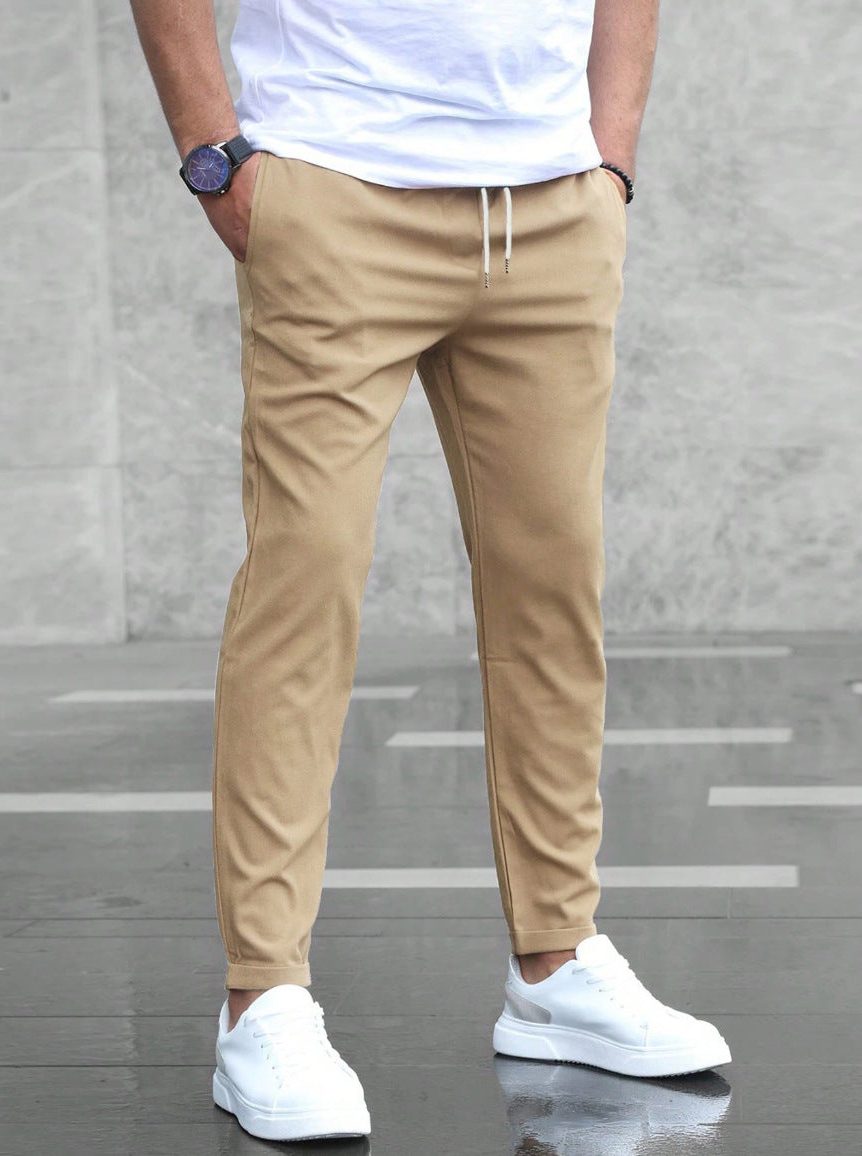 Herren Elastische Jogginghose mit Taschen - Kaki