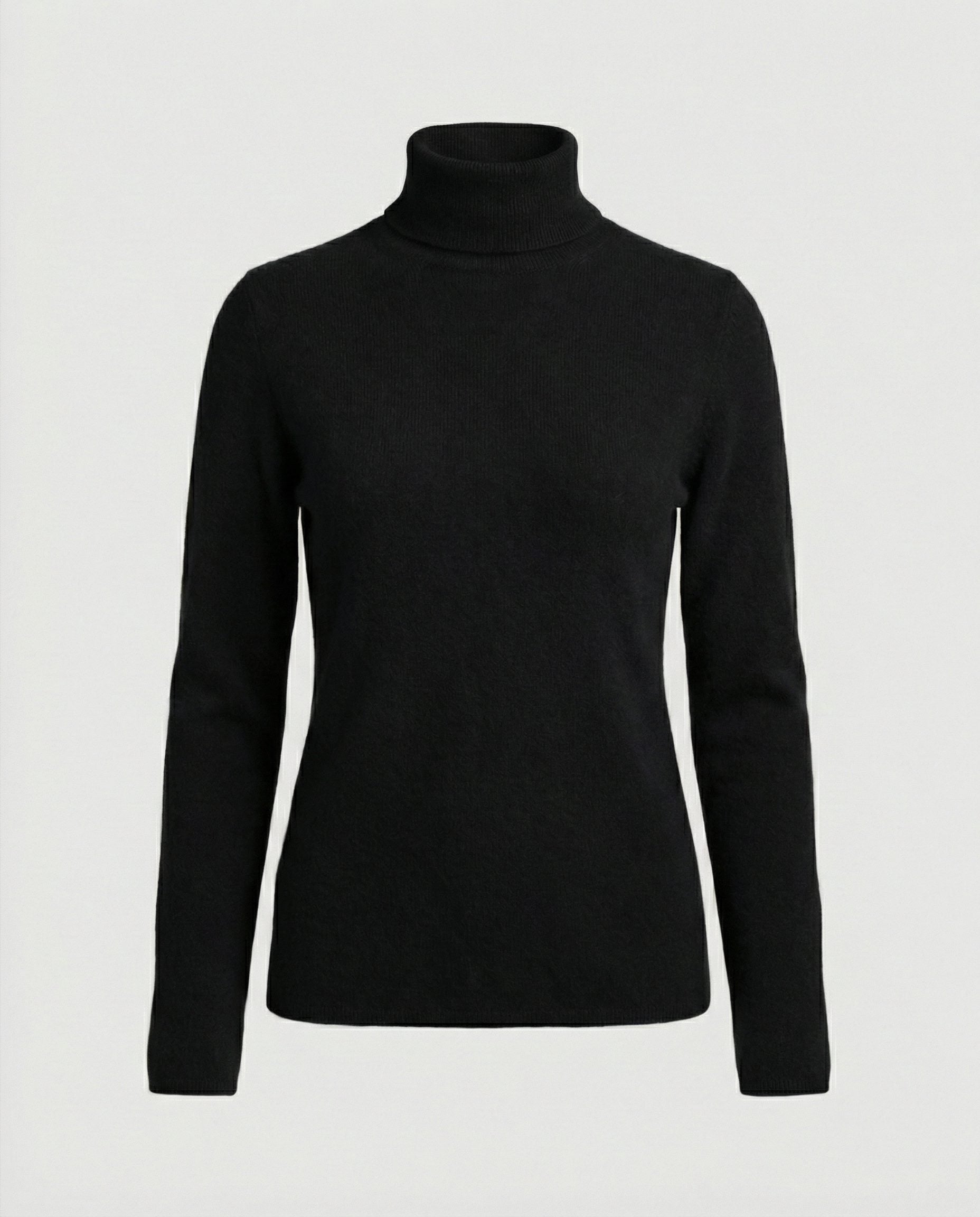 Damen Rollkragenpullover aus Rippstrick-Knit - Schwarz