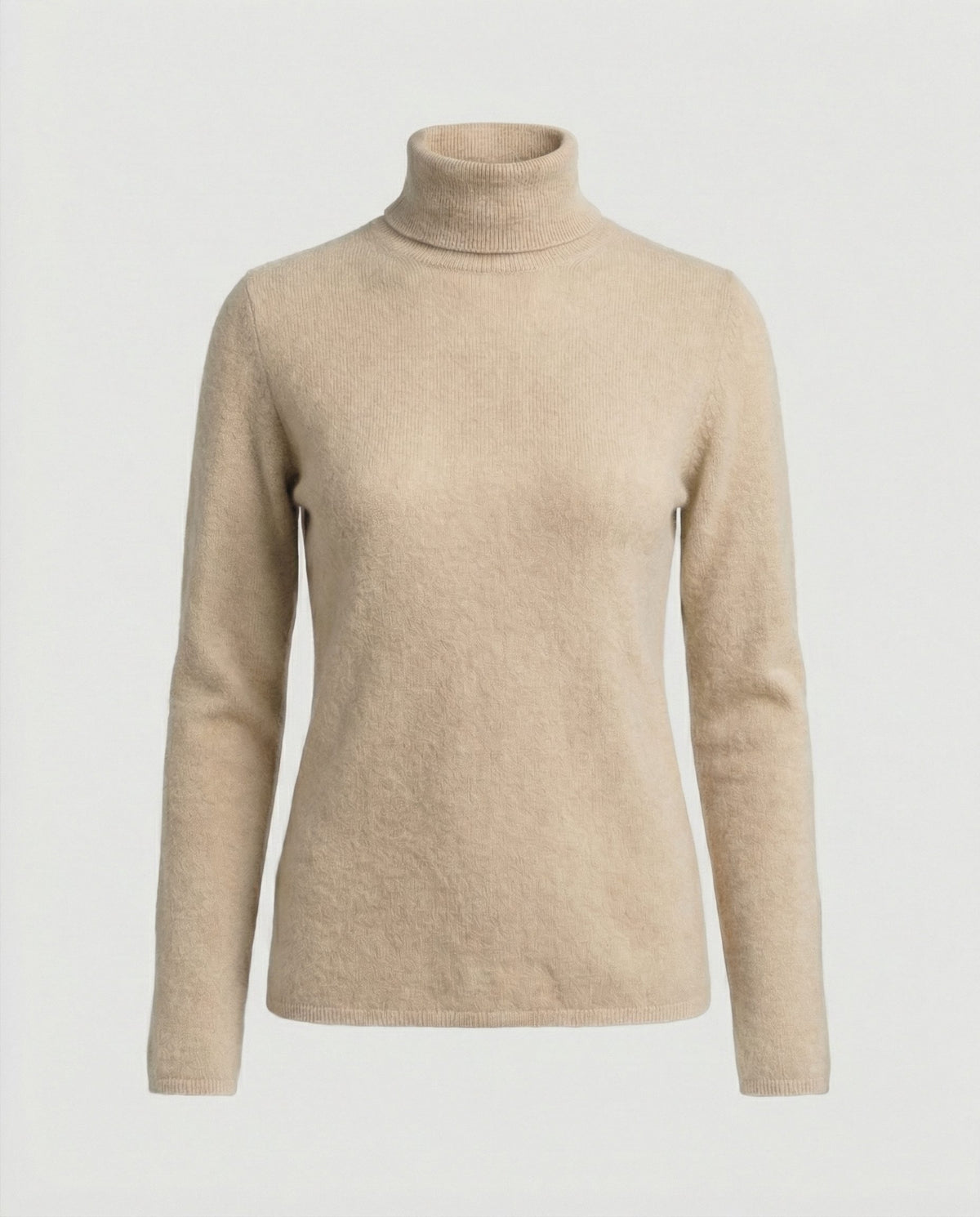 Damen Rollkragenpullover aus Rippstrick-Knit - Beige