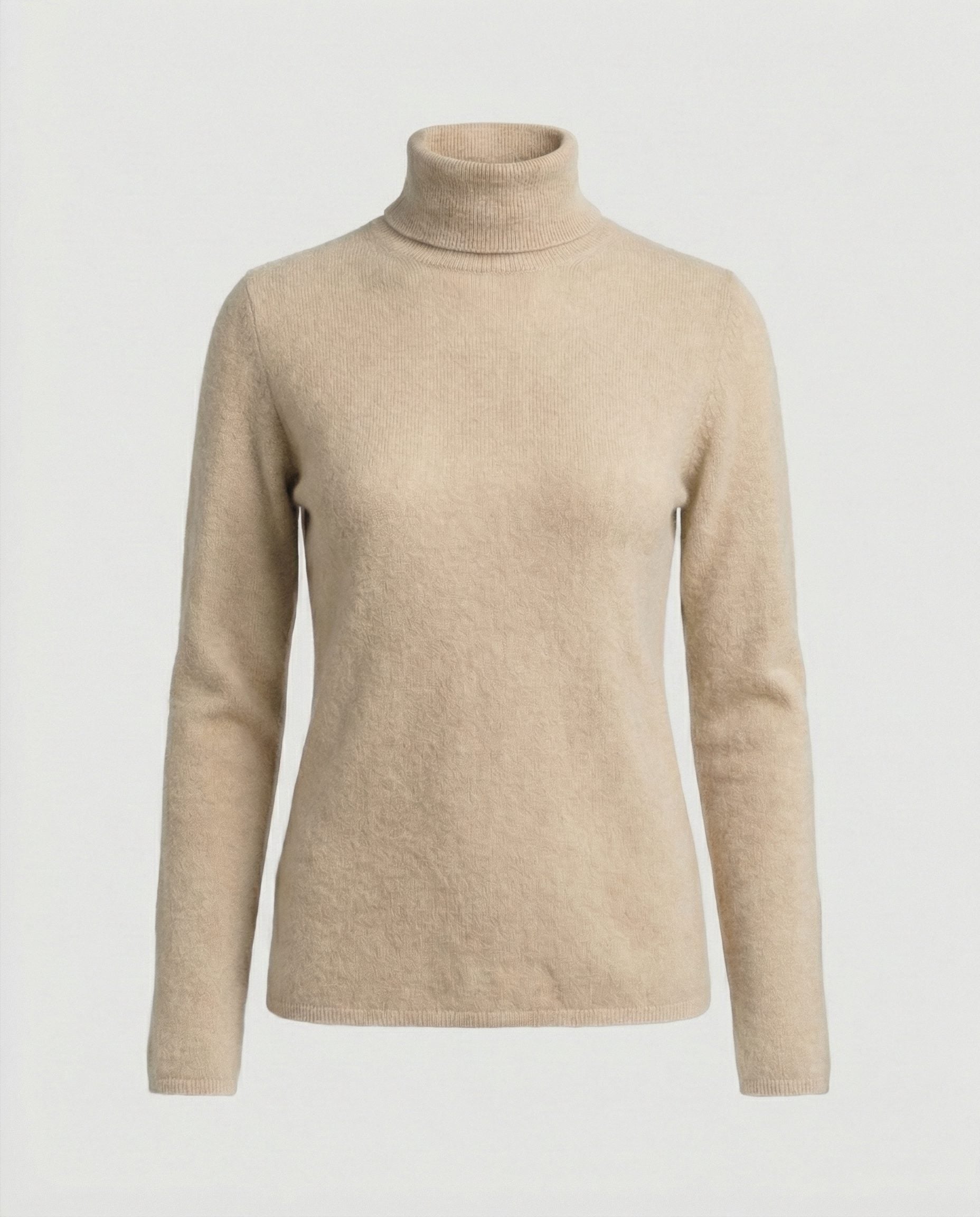 Damen Rollkragenpullover aus Rippstrick-Knit - Beige