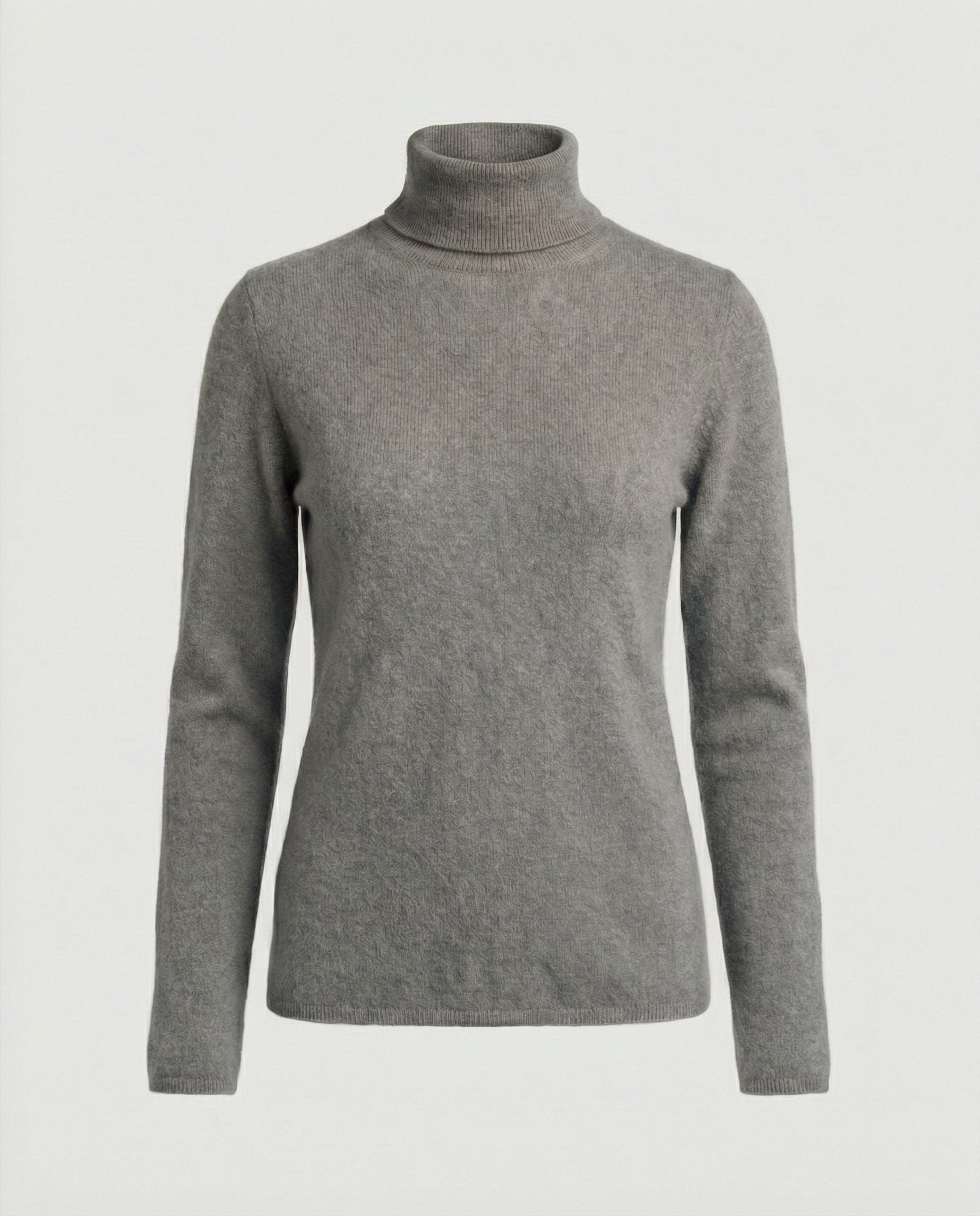 Damen Rollkragenpullover aus Rippstrick-Knit - Grau