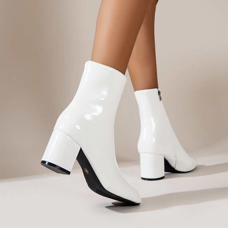 Damen Stiefeletten mit Quadratischer Zehenpartie und Blockabsatz